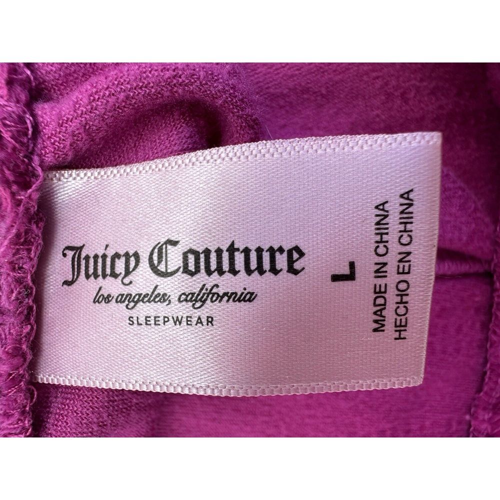 Juicy Couture Sleepwear Bling Pink Fuschia Velour Drawstring Pajama Pants L - Picture 4 of 4